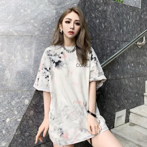 Summer Tide Men and Women Couple Tie Dyed Gradient Paint INS Popular Short-sleeved T-shirt Loose Half Sleeve Tee