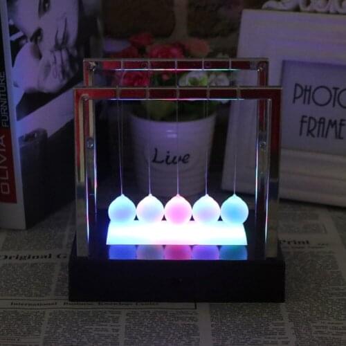 Newtons Cradle Balance Balls Colorful Luminous Fuchsia Pendulum Balance Balls Home Desktop Decor Science Pendulum Desk Toy Gifts