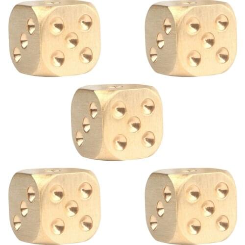 5Pcs/Set Metal Dice Gold Silver Pure Gold Aluminum Club Bar Playing Game Tool Brass Polishing Solid Copper Dices Game Supplies