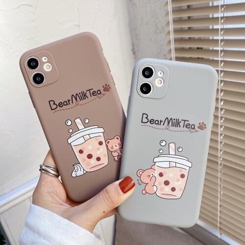 Cute Boba Phone Case For iPhone 11 12 Pro Max Mini XR X XS Max 78 plus SE2020 Luxury Bubble Tea Soft Silicone Shell Accessories