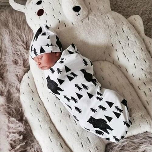 Lovely Baby Sleeping Bag Hat Suit Birthday Present Newborn Infant Anti-kick Swaddle Sleeping Bag Photography Props