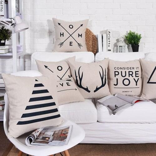 Fashion Letters Printed Cotton Linen Cushion Cover Geometric Triangular Home Decorative Sofa Throw Pillow Case Almofadas Cojines