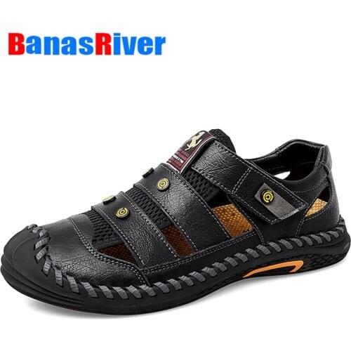 NEW Mens Casual Sandals Flat Shoes Fashion Outdoor Beach Casual Breathable Lightweight Soft Large Size Handmade Walking Outdoor