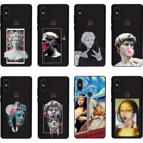 QAQsam Soft TPU Silicone For Xiaomi MIX 2S Case Back Cover Cartoon Statue Abstract Art Painted Cases For Xiaomi MIX 2