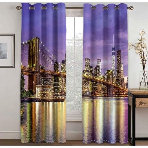 3D Night Modern City Landscape Light Pattern Blackout Curtain Set, Suitable for Home Curtains In The Living Room and Bedroom