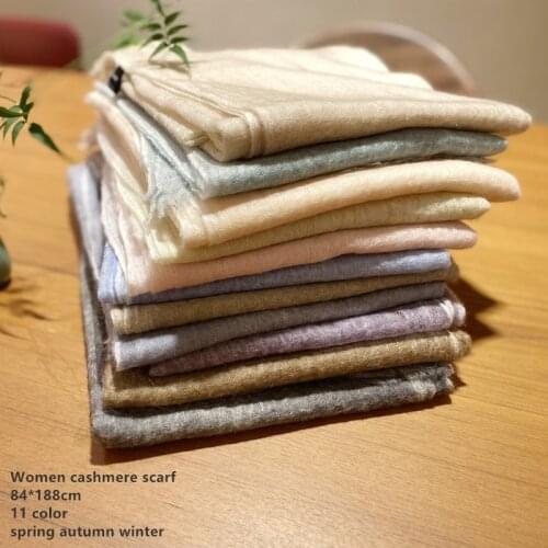 Naizaiga 100% cashmere 200s print thin 84*188cm tourism big women Shawl warm Air - conditioned room solid scarf , HCY19011