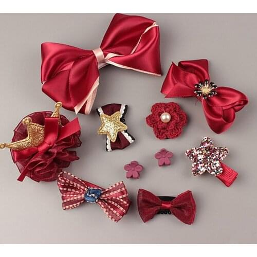 New Handmade Mini Mesh Ribbon Dog Bow Dog Grooming Bows Set For Pet New Year Christmas Birthday Hair Accessories Gifts