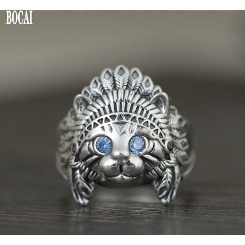BOCAI New Real S925 pure silver cartoon doll woman ring retro fashion design male and female style Thai silver ring