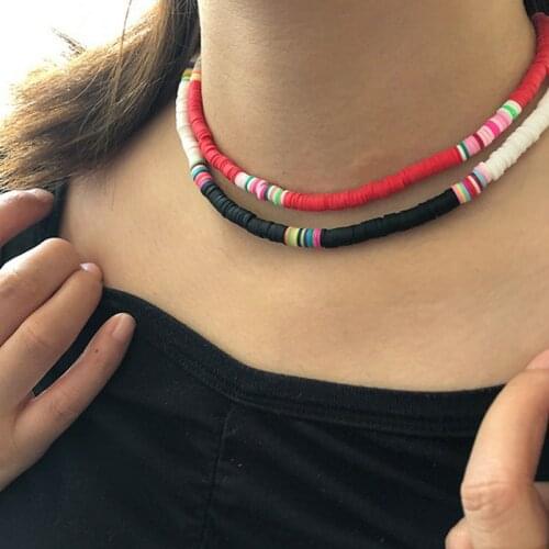 Fashion Polymer Clay Necklaces Boho Soft Pottery Choker Necklace For Women Handmade Colorful Choker Necklace Femme Jewelry Gifts
