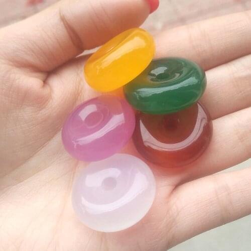 Chalcedony Safety Button Pendant Necklace Drop Shipping Hand-carved lucky Amulet Ping An Kou Necklace For Men And Women