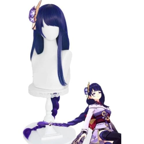 Baal Cosplay Wig Game Genshin Impact Shogun Woman 100cm Long Graident Purple Braided Hair Peluca Anime Hallowen Party Wigs