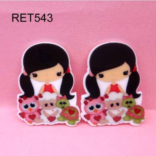 50pcs 35x26mmGirl Flatback cartoon resin planar resin cabochonsDIY handmade materials 50pcs RET543