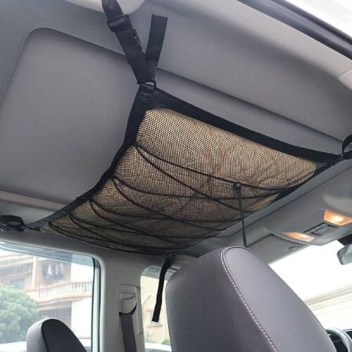 Portable Car Ceiling Storage Net Pocket Roof Interior Cargo Net Bag Car Trunk Storage Pouch Sundries Storage Organizer