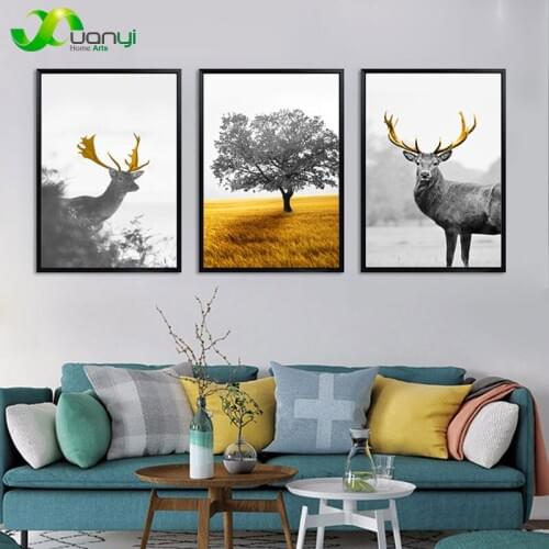 Poster Nordic Deer Wall Art Canvas Painting Home Decoration Posters Prints Black And White Wall Picture For Living Room Unframed
