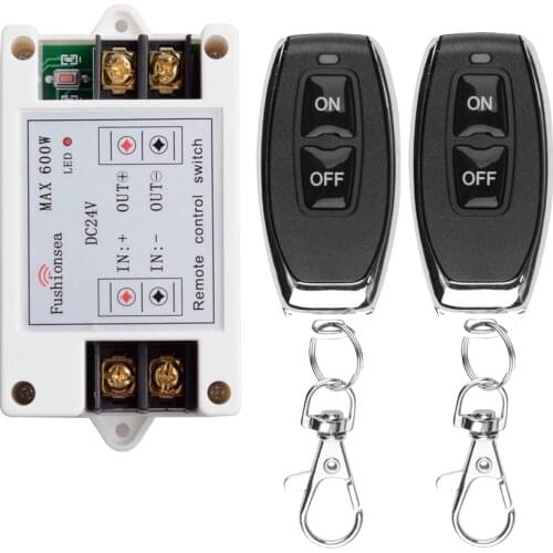 433MHZ 24V DC 40A 600W RF Wireless Remote Control Light Switch Input 24V Output 24V Wireless Receiver With Black TX ON OFF