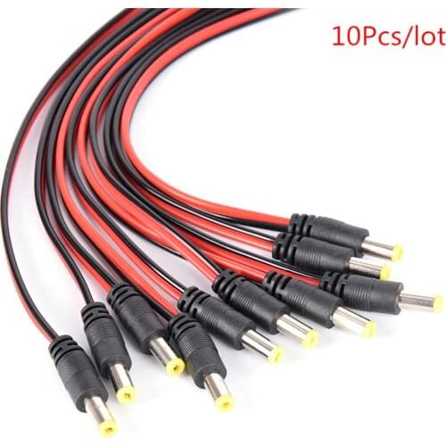 10Pcs Pigtail Male Cable Plug For CCTV Camera LED Lights 12V DC Power Cord 5.5*2.1mm
