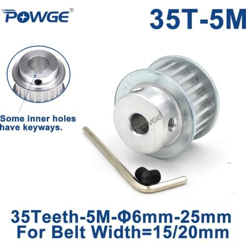 POWGE 35 Teeth 5M Synchronous Pulley keyway Bore 8/10/12/14/15/16/17/18/19/20mm for Width 15/20mm HTD5M Timing Belt 35T 35Teeth