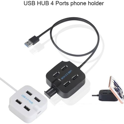 USB HUB 4 Ports Splitter Adapter USB Cable Charge Data Transmit High Speed 5Gbps with Phone Holder for Phone PC