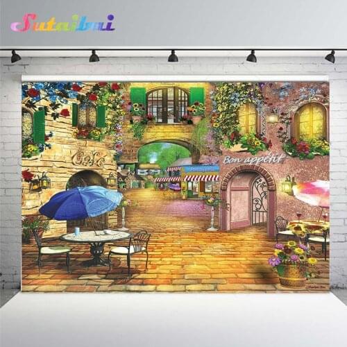 Paris Vintage Street Flower Cafe Coffee Shop Photography Backgrounds Vinyl High Quality Computer Print Photo Backdrop Wallpaper