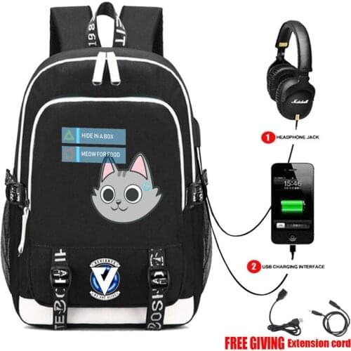Detroit Become Human Book bag Rucksack Student School Bag For Boys Girls Travel Backpack USB Port Mochila Black Backpack