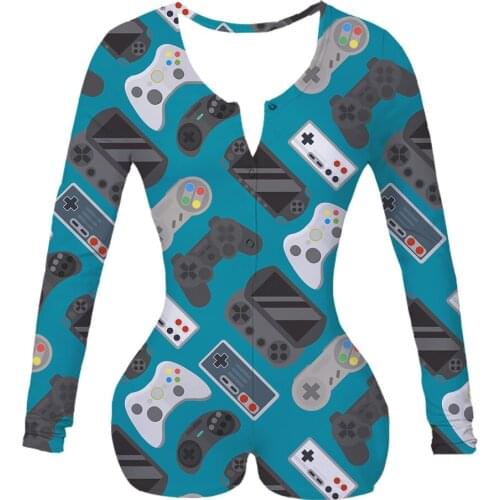 Women Custom Made Gaming Sublimation Print Summer Long Sleeves Onesie