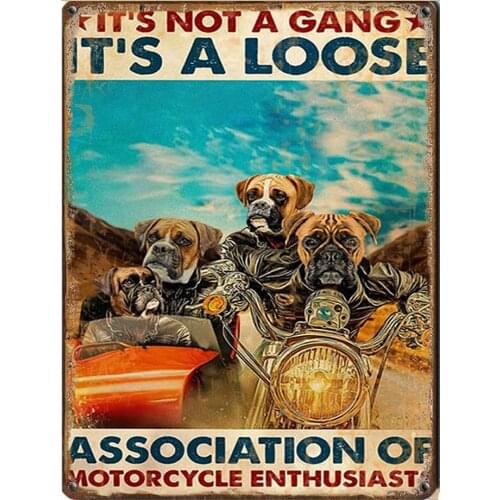 Dog tin Sign, Boxer Motorcycle tin Sign, Dog Lover Gift, Pet Memorial, Animal tin Sign,Retro Style Farmhouse Decoration tin Sign