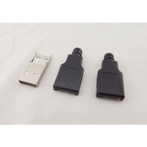 1Pcs USB 2.0 Type A 4 Pin Male Plug Socket Connector Adapter Black Plastic Cover