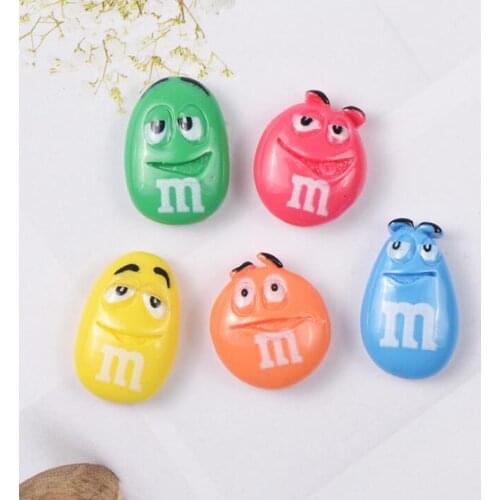 20pcs/lot Kawaii Resin M Beans Cabochon For Mobile Case Food Art Supply DIY Decorative Embellishment