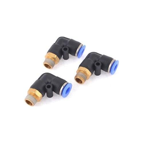 3 Pcs 1/8" Male Thread to 6mm Hose One Touch Tube Elbow Connector Quick Fitting