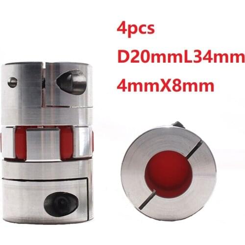 4pcs 4x6.35 mm D20L34 Aluminium Shaft Plum Coupling Motor Connector Flexible shaft CNC Parts