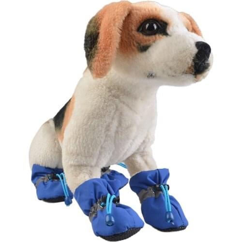 4pcs Pet Outdoor Rain Shoes Dog Soft Shoes Cover Anti-Slip Snow Boots Winter Waterproof Warm Footwear