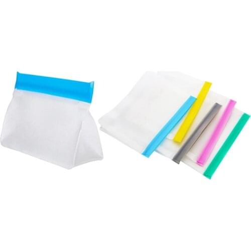6 Pcs Reusable Food Storage Bag Plastic Zipper Closure Bag Thickened Compact Refrigerator Freeze Food Bag Random Color
