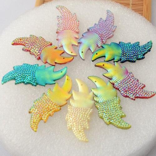 BOLIAO 10Pcs 18*47mm AB Mix Color Fishtail Resin Flatback Rhinestones Handmade DIY 2 Hole R246