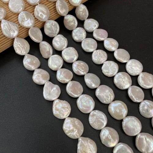 100% Natural Baroque Pearl Bead Coin Shape Loose Hole Beads for Jewelry Making DIY Necklace Bracelet Accessories