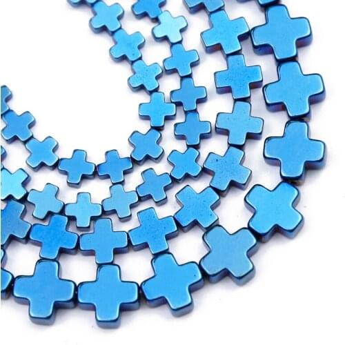 Natural Stone Blue Cross Hematite Beads 6/8/10mm Charms Loose Spacer Beads For Jewelry Making Diy Bracelets Pendants Accessories