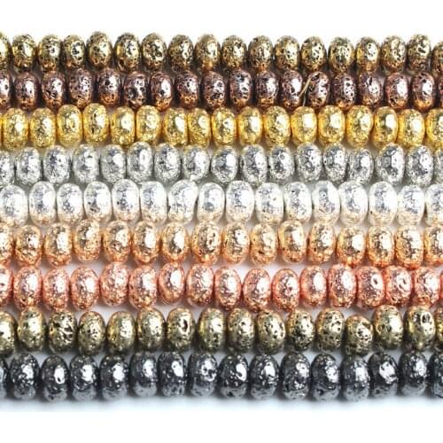 6/8/10 mm Natural Gold Black Silver Color Hematite Stone Beads Rondelle Loose Spacer Beads for Jewellery Making DIY Bracelet