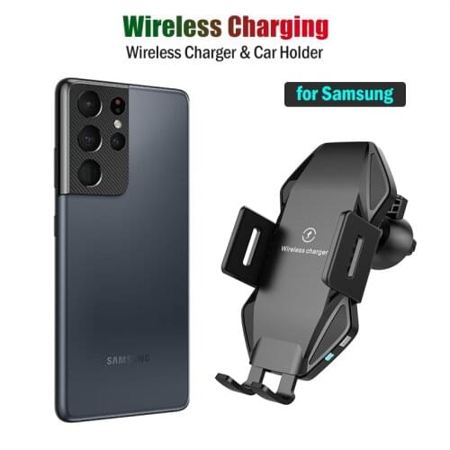 10W Fast Qi Car Wireless Charger for Samsung Galaxy S10 S10e S20 S21 Ultra Plus FE +5G Case Wireless Charging Stand Car Holder