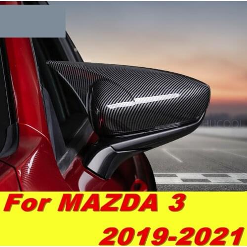 For Mazda3 Mazda 3 2019 2020 2021 car rearview Mirror cover reflector mirror modified horns carbon fiber shell car accessories