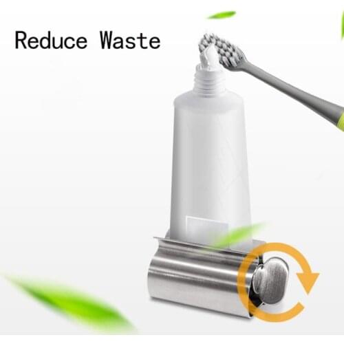 Rolling Toothpaste Squeezer Tube Toothpaste Dispenser Stainless Steel Dispenser Toothbrush Holder Rack Bathroom Accessories