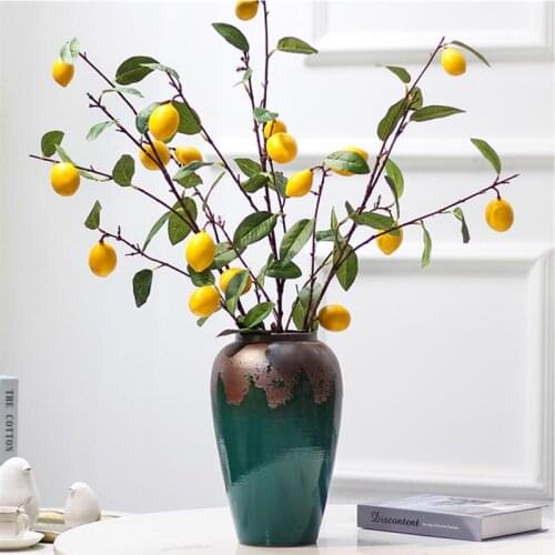 Simulated Lemon Branches Decor Imitation Single Branches Decor Green Plants Dry Flower Ornament Realistic Flower Arrangement