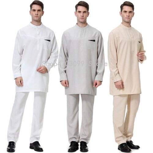 Fashion Muslim Sets islamique men turkish clothes pants muslimah wear moslim man saudi arabia muslim clothing for men