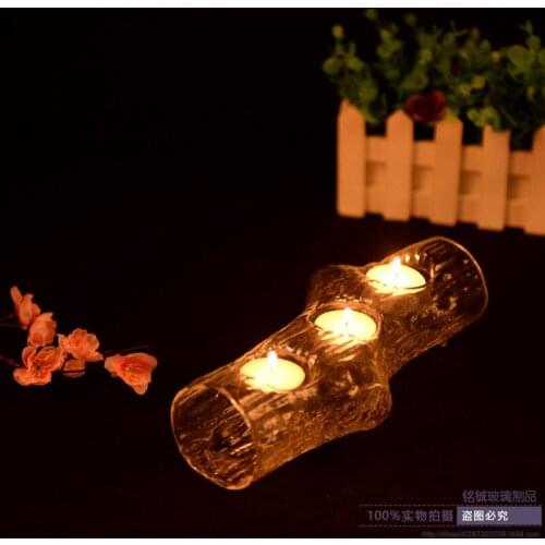 Fashion 4 Holes Woods Truck Glass Candle Holders Transparent Candlestick Romantic Dinner Home Decoration Lotus Candle Holder