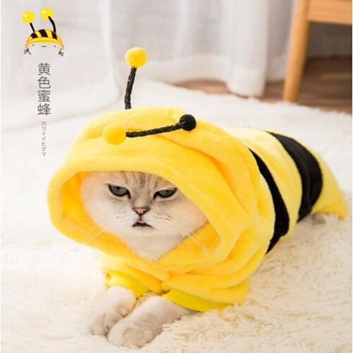Dog Clothing Cat Pet Costume Christmas Dress up Clothes Autumn and Winter Flannel Warm Dog Honey Bee Pet Costume