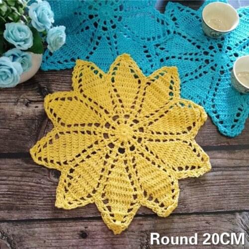 Pastoral Cotton Handicraft Crochet Flowers Lace Mat Wedding Doilies Christmas Table Dinner Placemat Tea Coaster Pad On The Table