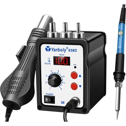 Hot Air Gun Desoldering Soldering SMD Rework Station kit 858D + 60W Temperature Adjustable Electric Soldering Iron Welding Tools