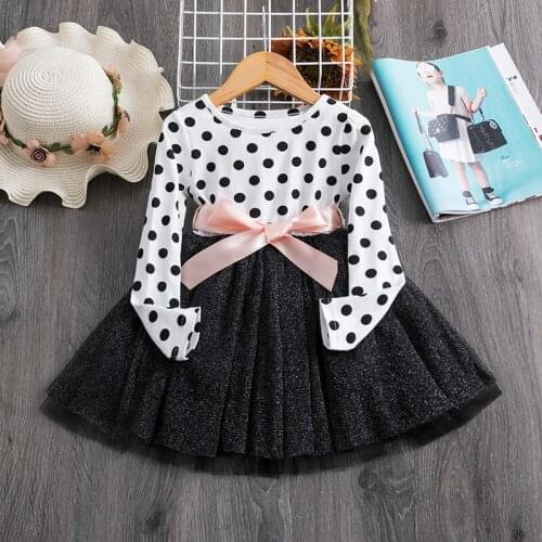 Girls Dress Autumn Long Sleeves Dots Casual Girl Winter Clothes Kids Dresses For Girls School Wear Birthday Party Costume