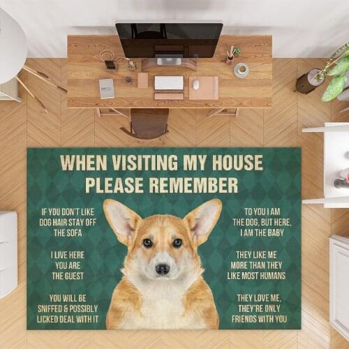 Please Remember Welsh Corgi Dog carpet Floor Mat Rug Non-slip Mat Dining Room Living Room Soft Bedroom Carpet 03
