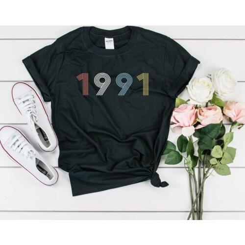 30th birthday party shirt retro 1991 t-shirt gift for her and him Unisex harajuku 100% Cotton O Neck Short Sleeve Top Tee goth
