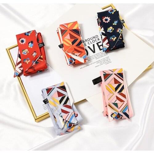 Fashion Womens Scarves Headscarf Skinny Handbag Wrist Decoration Scarf Luxury Hair Band Pareo Beach Female