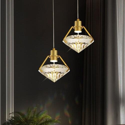 Modern Diamond Crystal Led Pendant Lights Living Room Decor Led Pendant Lamp Bedroom Gold Hanging Light Fixtures Drop Luminaires